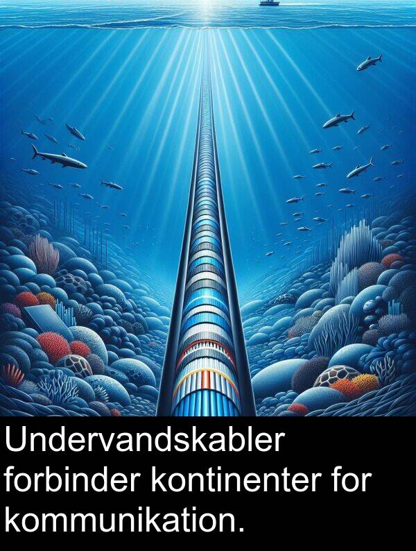 kontinenter: Undervandskabler forbinder kontinenter for kommunikation.