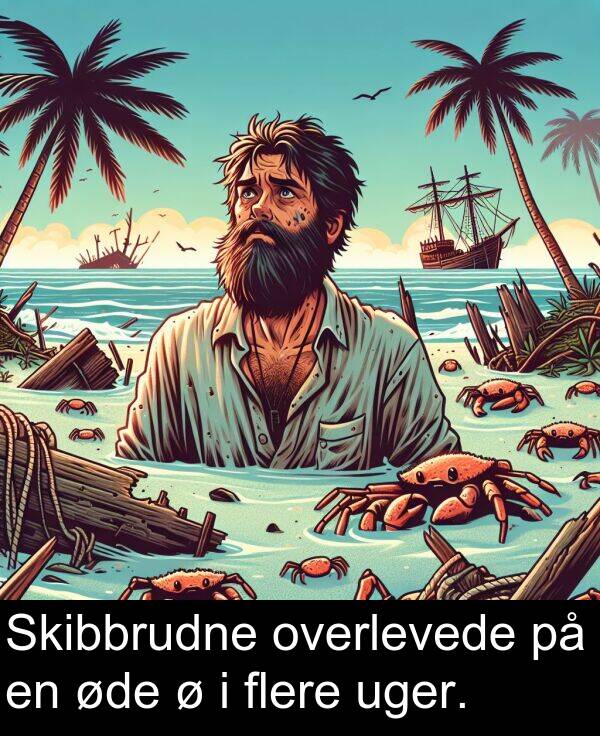 øde: Skibbrudne overlevede på en øde ø i flere uger.