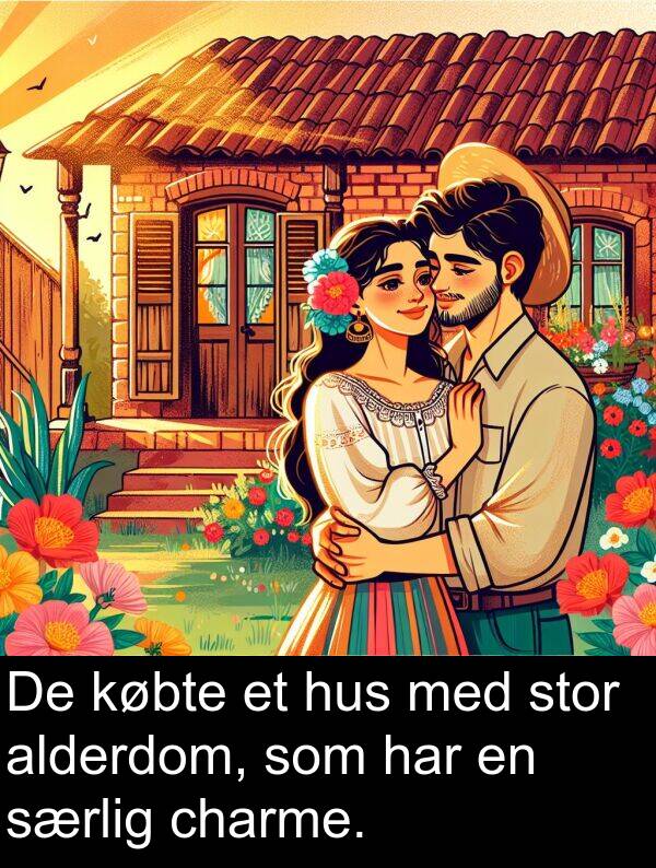 hus: De købte et hus med stor alderdom, som har en særlig charme.