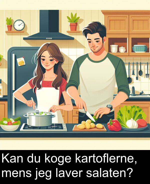 kartoflerne: Kan du koge kartoflerne, mens jeg laver salaten?