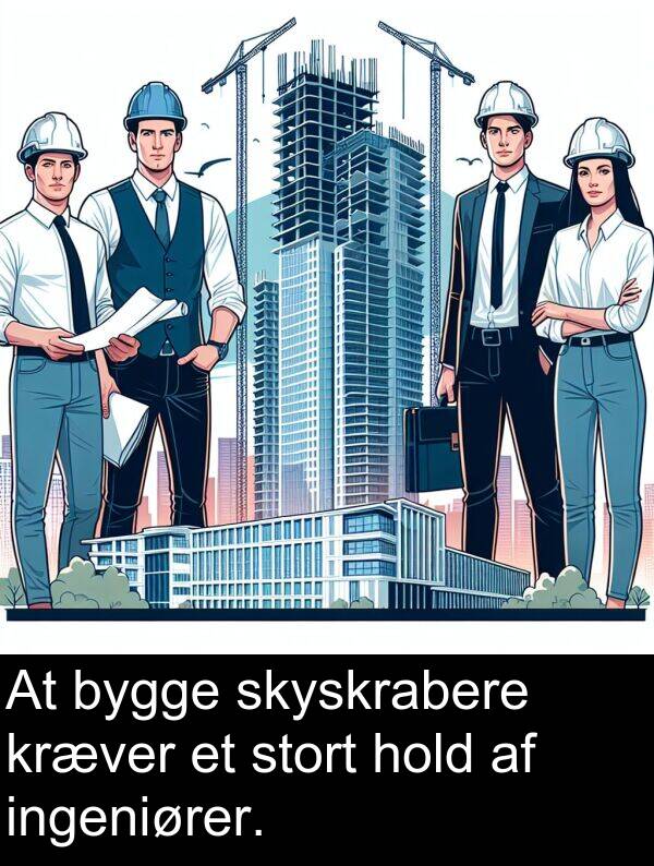 kræver: At bygge skyskrabere kræver et stort hold af ingeniører.