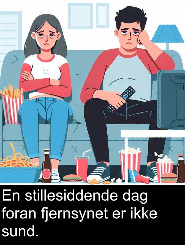 foran: En stillesiddende dag foran fjernsynet er ikke sund.
