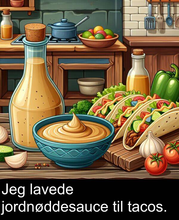 jordnøddesauce: Jeg lavede jordnøddesauce til tacos.