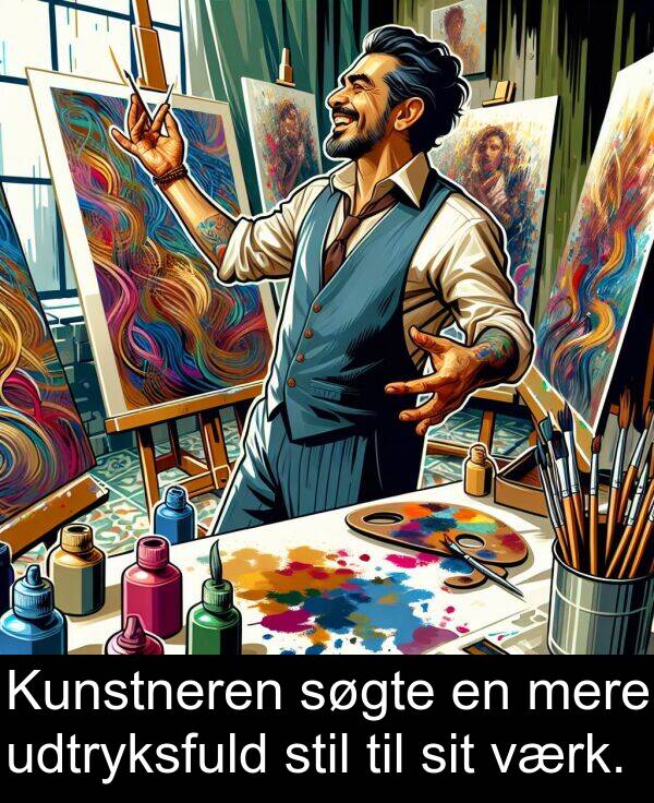 værk: Kunstneren søgte en mere udtryksfuld stil til sit værk.