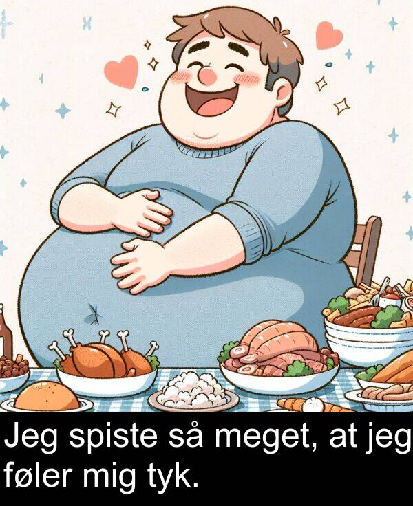 jeg: Jeg spiste så meget, at jeg føler mig tyk.