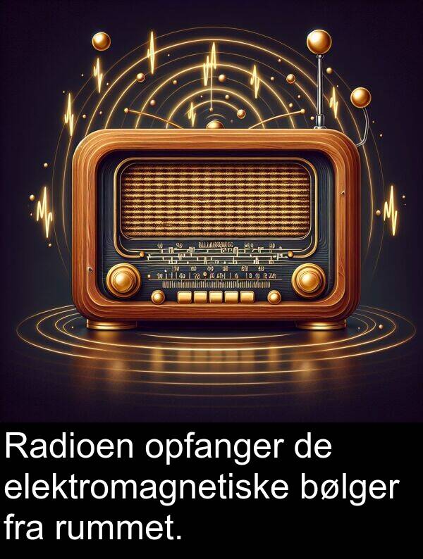 rummet: Radioen opfanger de elektromagnetiske bølger fra rummet.