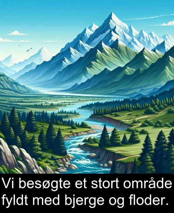 floder: Vi besøgte et stort område fyldt med bjerge og floder.