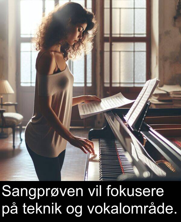 vil: Sangprøven vil fokusere på teknik og vokalområde.