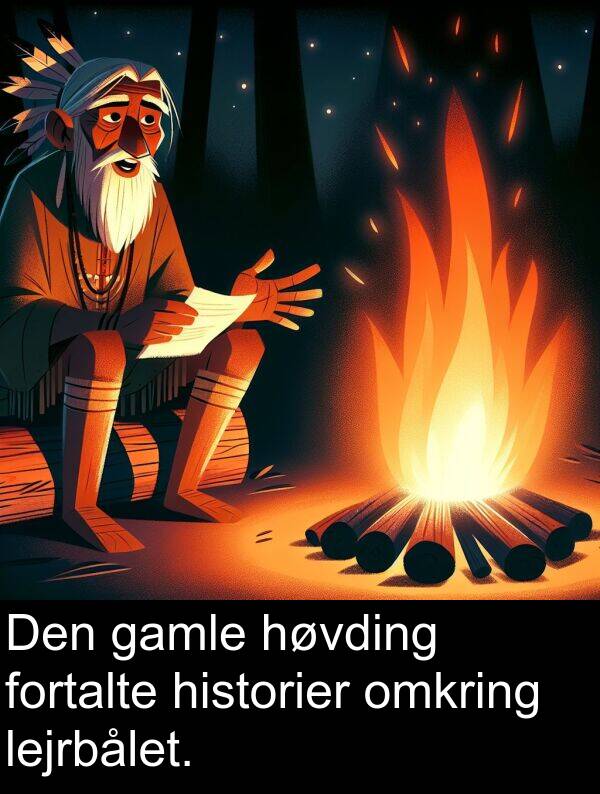 høvding: Den gamle høvding fortalte historier omkring lejrbålet.