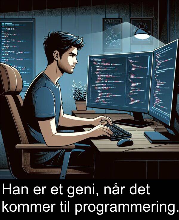 geni: Han er et geni, når det kommer til programmering.