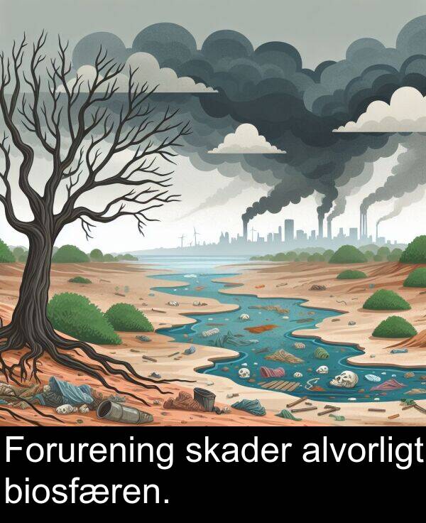 alvorligt: Forurening skader alvorligt biosfæren.