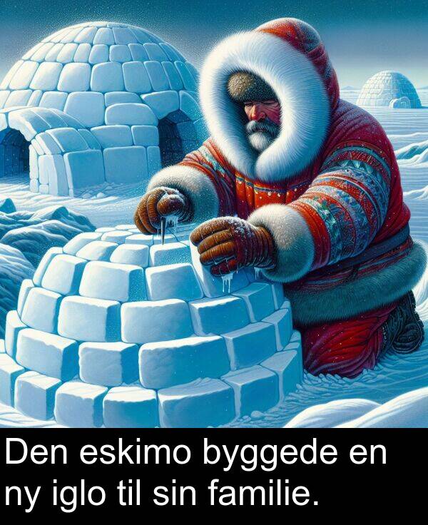 iglo: Den eskimo byggede en ny iglo til sin familie.