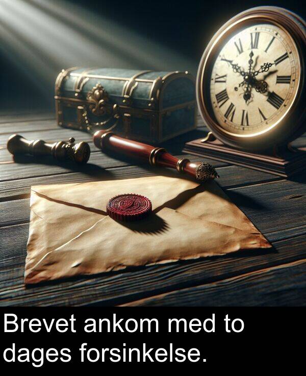 med: Brevet ankom med to dages forsinkelse.