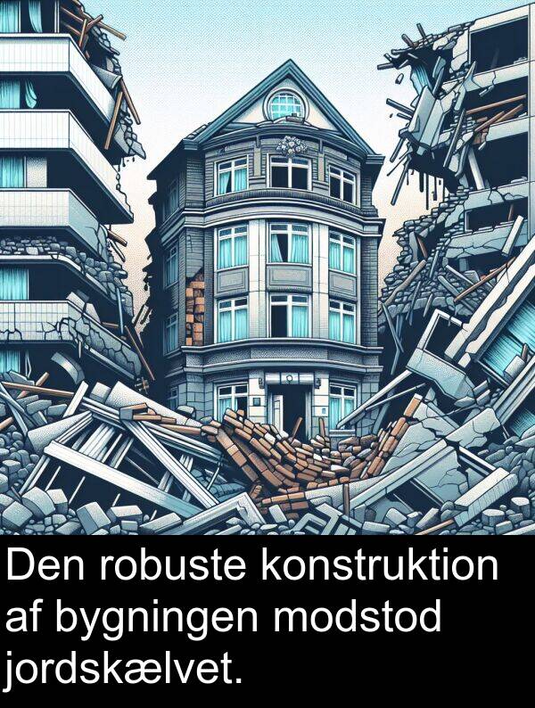 konstruktion: Den robuste konstruktion af bygningen modstod jordskælvet.