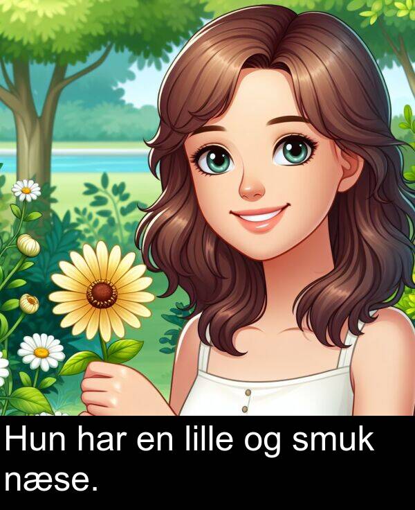 har: Hun har en lille og smuk næse.