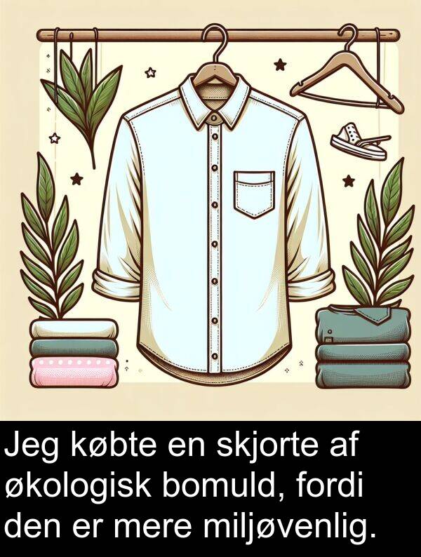 økologisk: Jeg købte en skjorte af økologisk bomuld, fordi den er mere miljøvenlig.