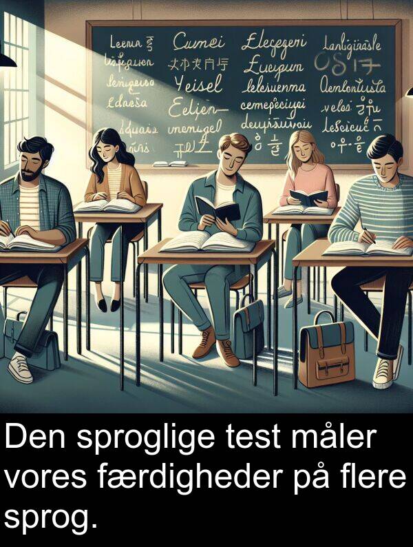 vores: Den sproglige test måler vores færdigheder på flere sprog.