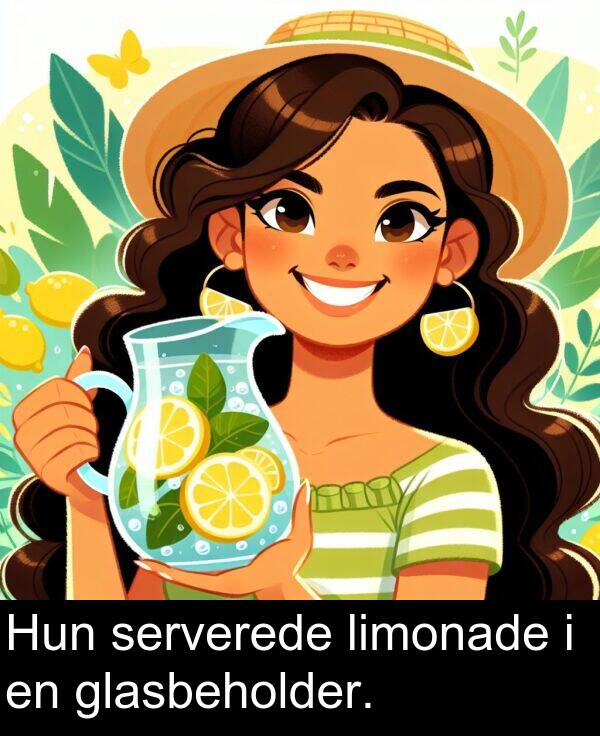 glasbeholder: Hun serverede limonade i en glasbeholder.