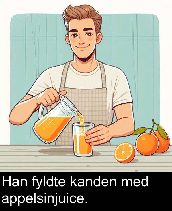 appelsinjuice: Han fyldte kanden med appelsinjuice.