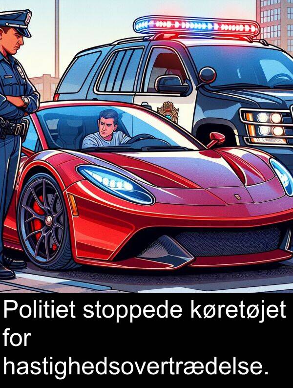 køretøjet: Politiet stoppede køretøjet for hastighedsovertrædelse.