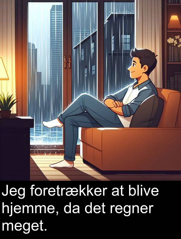 hjemme: Jeg foretrækker at blive hjemme, da det regner meget.
