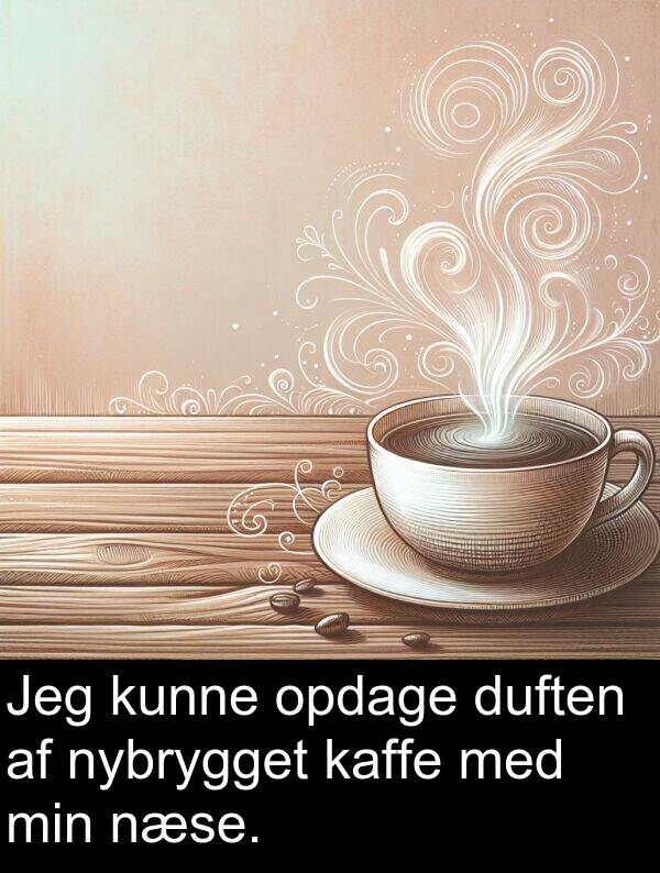 kunne: Jeg kunne opdage duften af nybrygget kaffe med min næse.