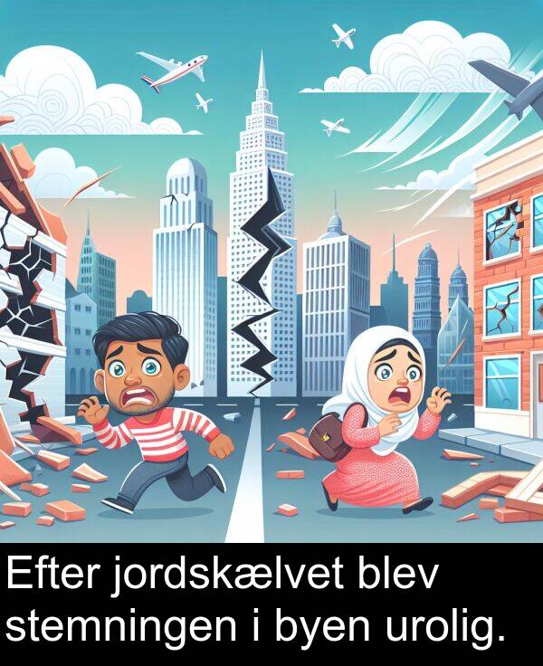 jordskælvet: Efter jordskælvet blev stemningen i byen urolig.