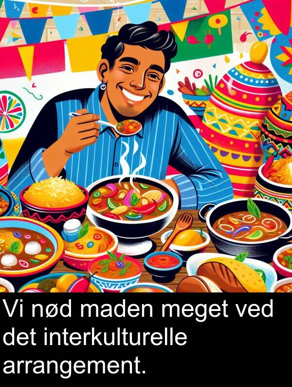 arrangement: Vi nød maden meget ved det interkulturelle arrangement.