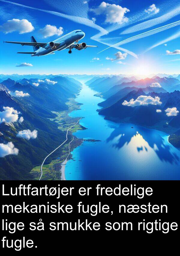 mekaniske: Luftfartøjer er fredelige mekaniske fugle, næsten lige så smukke som rigtige fugle.