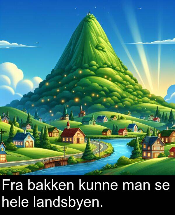 kunne: Fra bakken kunne man se hele landsbyen.