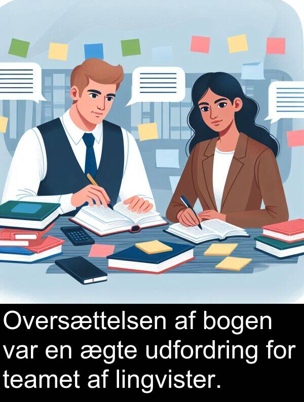 ægte: Oversættelsen af bogen var en ægte udfordring for teamet af lingvister.