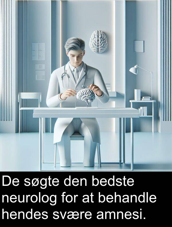 svære: De søgte den bedste neurolog for at behandle hendes svære amnesi.
