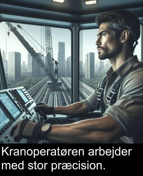præcision: Kranoperatøren arbejder med stor præcision.