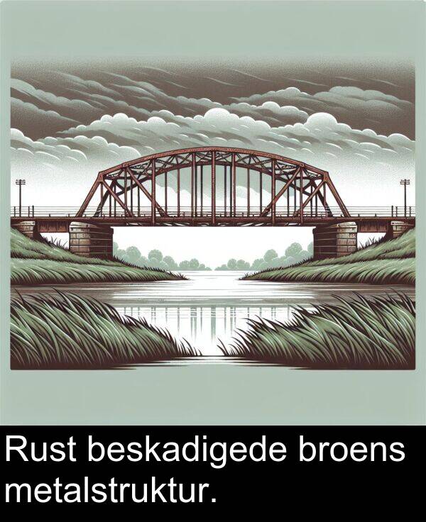 metalstruktur: Rust beskadigede broens metalstruktur.