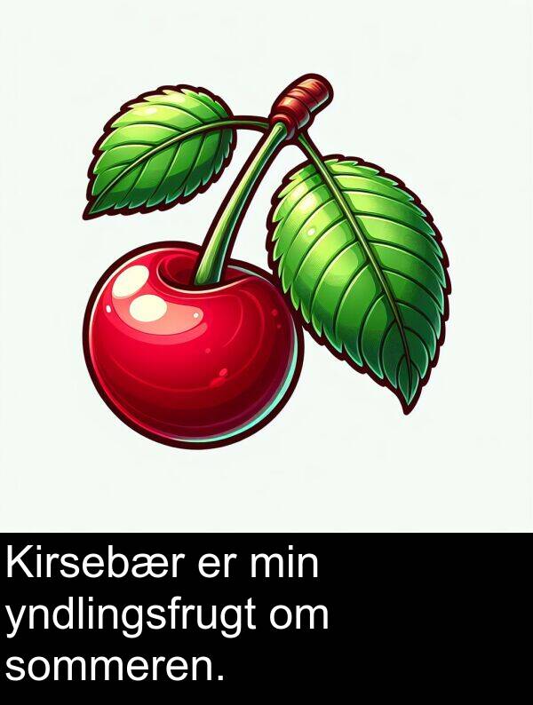 min: Kirsebær er min yndlingsfrugt om sommeren.