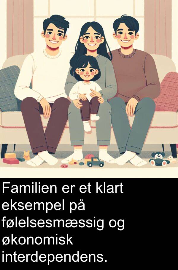 økonomisk: Familien er et klart eksempel på følelsesmæssig og økonomisk interdependens.