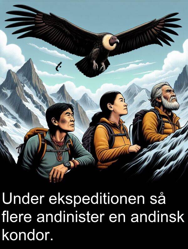 kondor: Under ekspeditionen så flere andinister en andinsk kondor.
