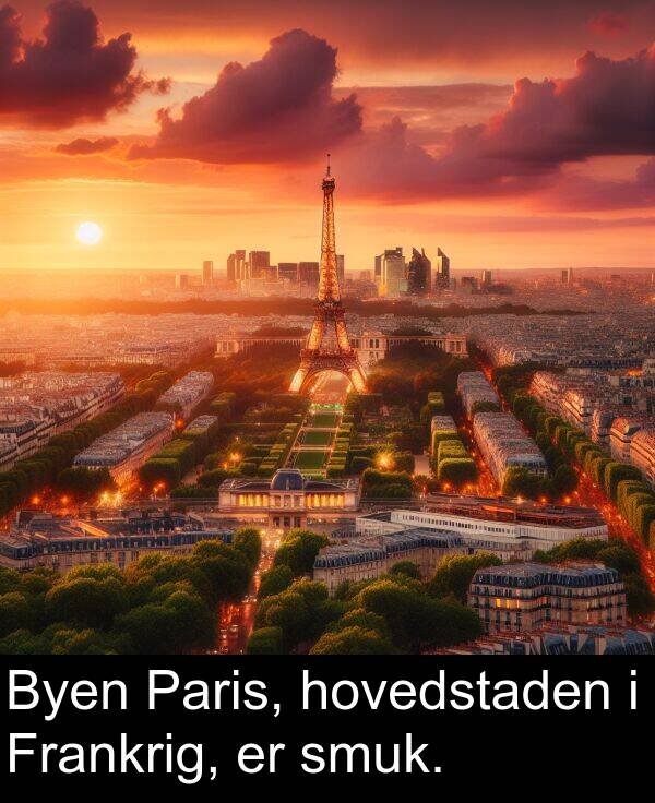 hovedstaden: Byen Paris, hovedstaden i Frankrig, er smuk.