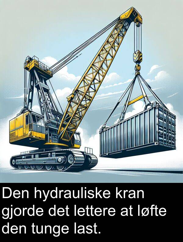 kran: Den hydrauliske kran gjorde det lettere at løfte den tunge last.