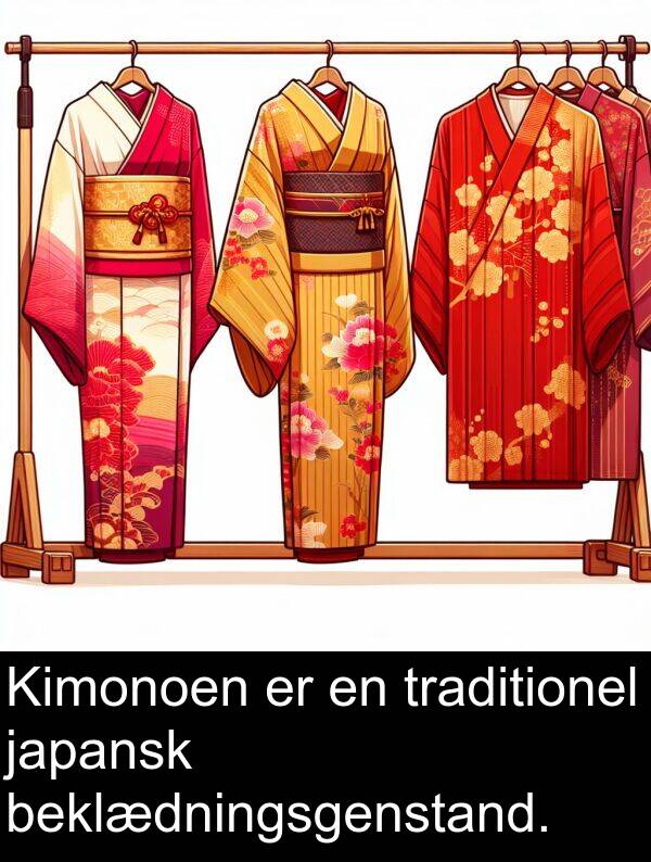 japansk: Kimonoen er en traditionel japansk beklædningsgenstand.