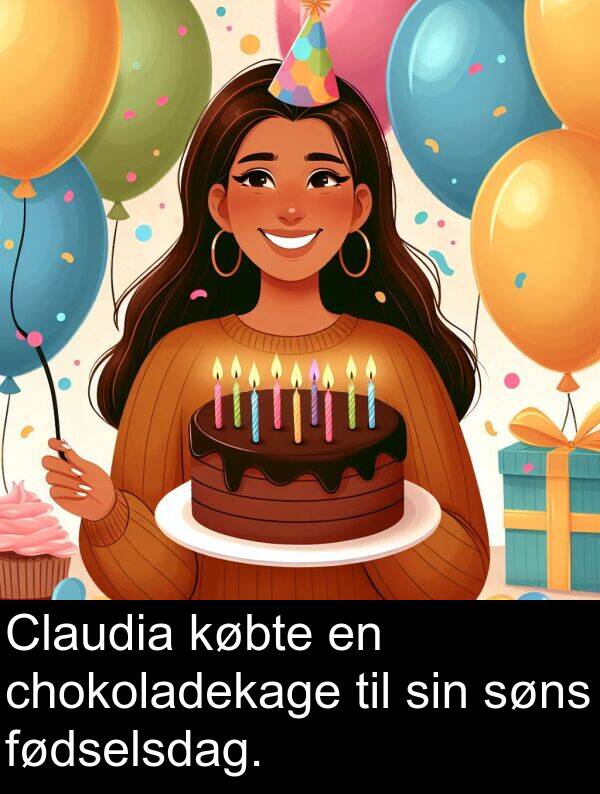 fødselsdag: Claudia købte en chokoladekage til sin søns fødselsdag.