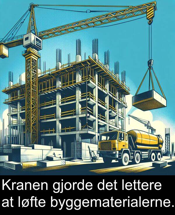 gjorde: Kranen gjorde det lettere at løfte byggematerialerne.