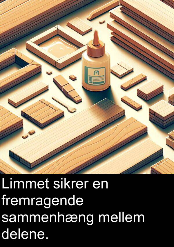 mellem: Limmet sikrer en fremragende sammenhæng mellem delene.