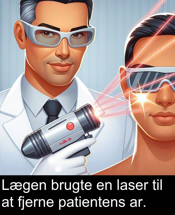 fjerne: Lægen brugte en laser til at fjerne patientens ar.