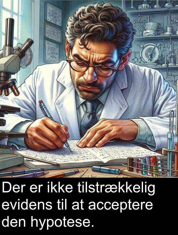 hypotese: Der er ikke tilstrækkelig evidens til at acceptere den hypotese.