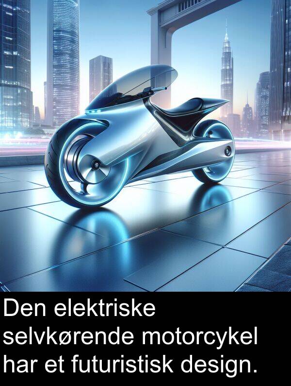 motorcykel: Den elektriske selvkørende motorcykel har et futuristisk design.