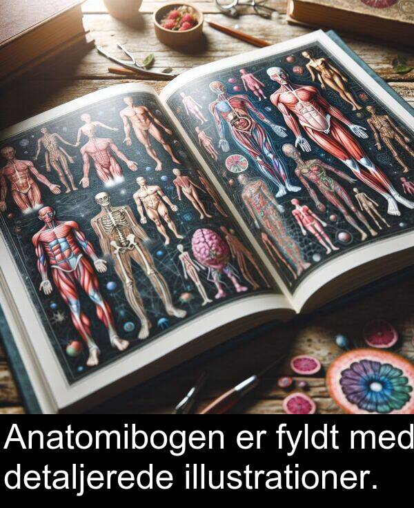 fyldt: Anatomibogen er fyldt med detaljerede illustrationer.