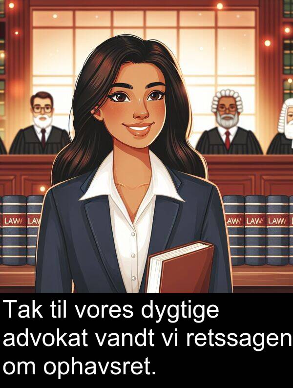 vandt: Tak til vores dygtige advokat vandt vi retssagen om ophavsret.