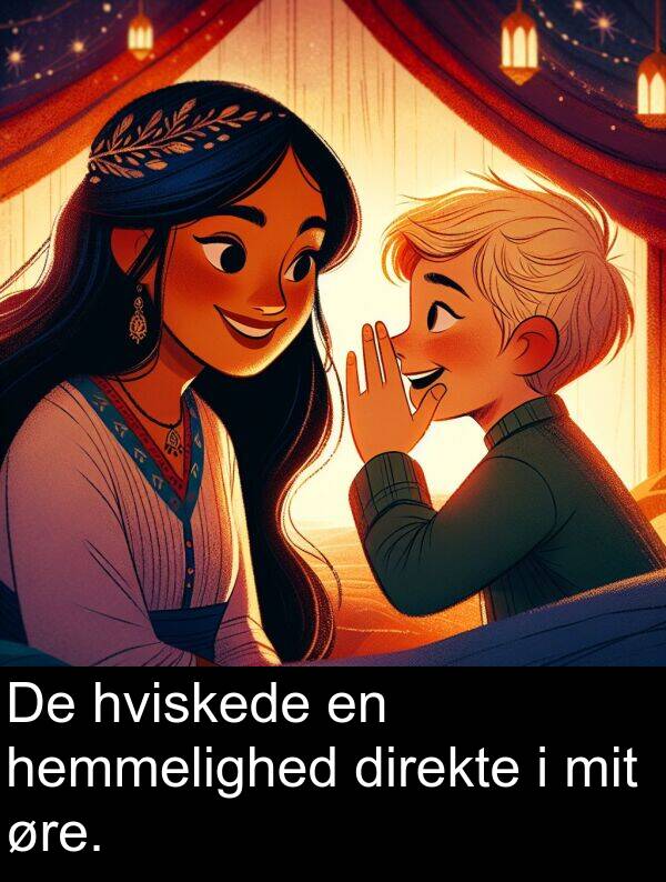 øre: De hviskede en hemmelighed direkte i mit øre.
