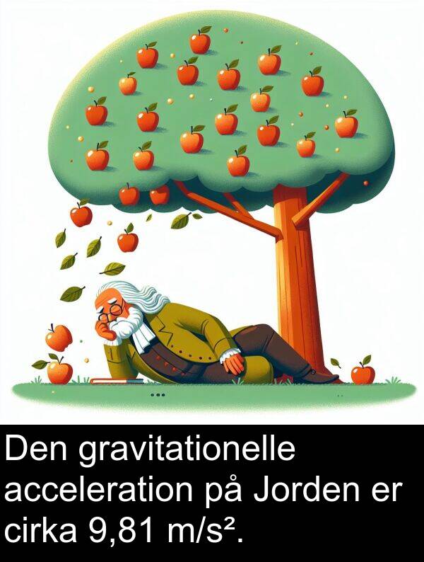 acceleration: Den gravitationelle acceleration på Jorden er cirka 9,81 m/s².